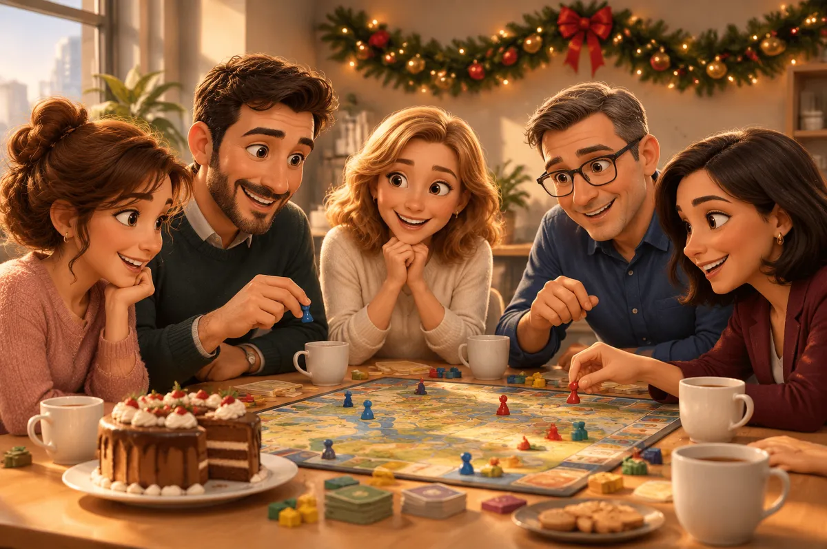 Отдел играет в настольную игру на кофе-брейке